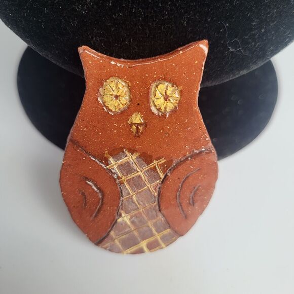 Artisan Ceramic Owl Tile 3" - Picture 2 of 3